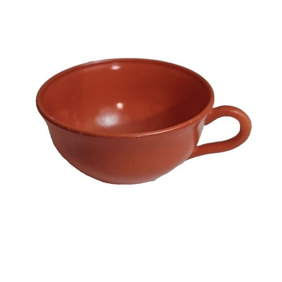 Hazel Atlas Ovide rust vintage set 2 cups w/ open sugar bowl - Picture 6 of 7